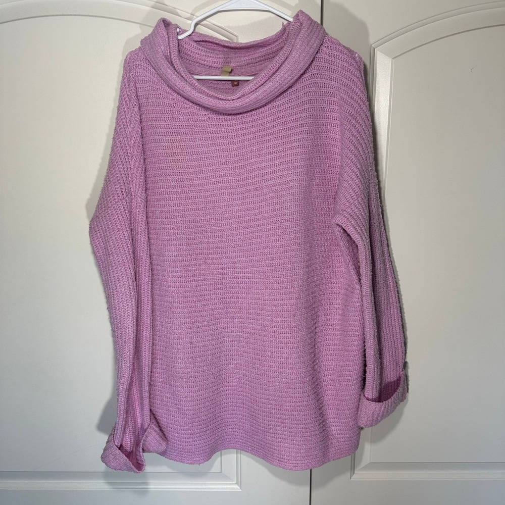 Pilcro Anthropologie Cowl Neck Textured Knit Sweater Womens Small Pink Chunky